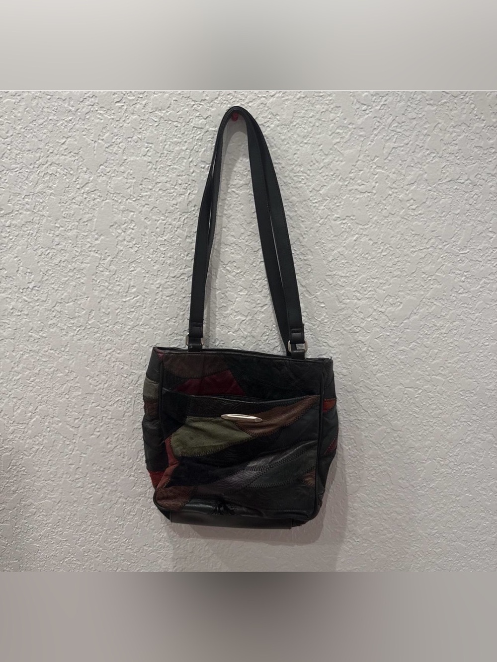 Multi-Color Leather Patchwork Shoulder Bag